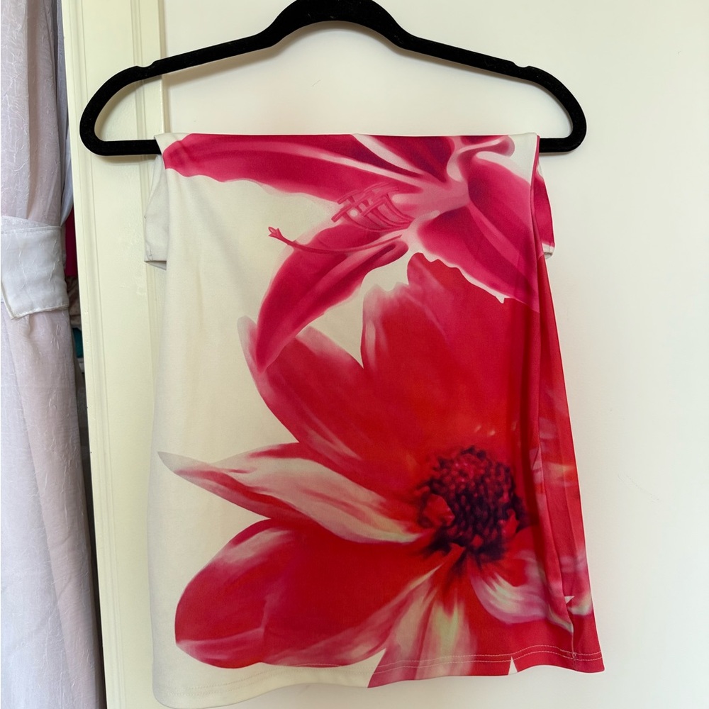 trendy aesthetic summer tube top strapless dress with flower tropical mini dress